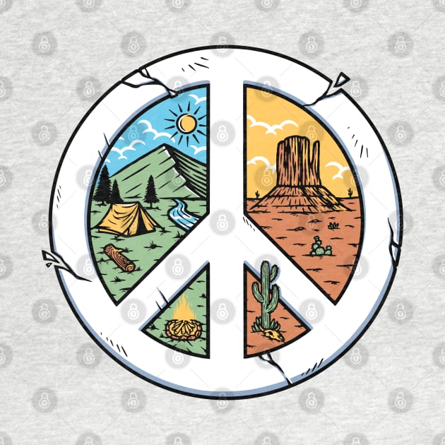 mountain and desert with peace symbols by gunaone design